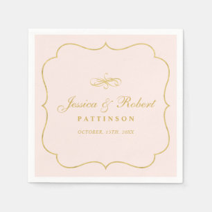 Pink & Gold   Elegant Classic Wedding Napkin