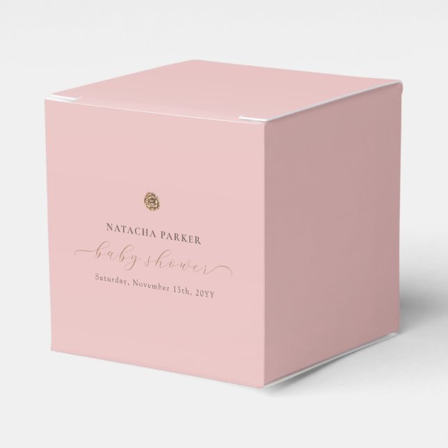 Pink Gold Elegant Girl Baby Shower  Favor Boxes (Front Side)