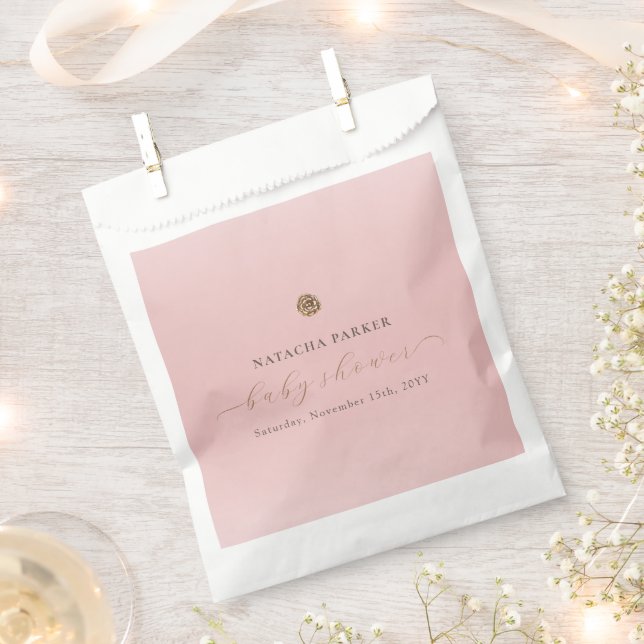 Pink Gold Elegant Girl Winter Baby Shower  Favor Bag (Clipped)