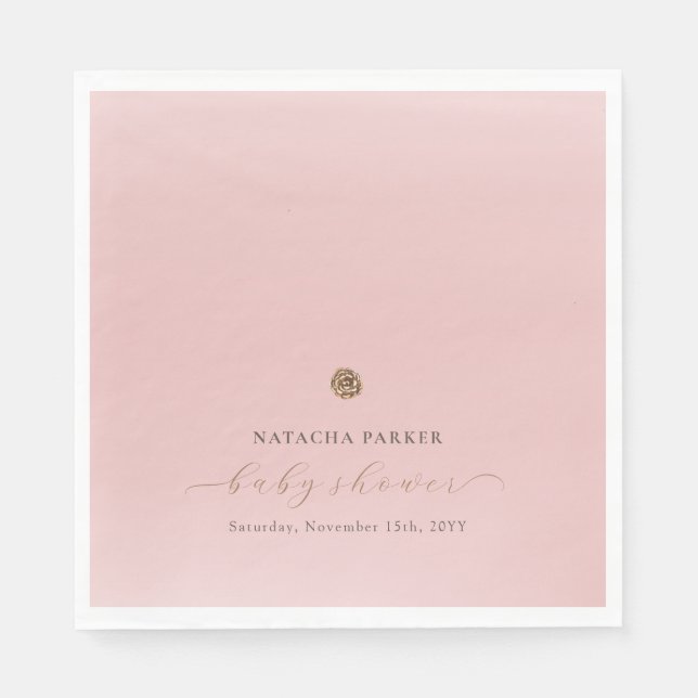 Pink Gold Elegant Girl Winter Baby Shower  Napkins (Front)