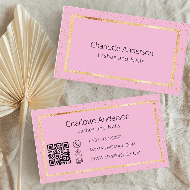 Pink gold elegant modern QR code Business Card (Creator Uploaded)