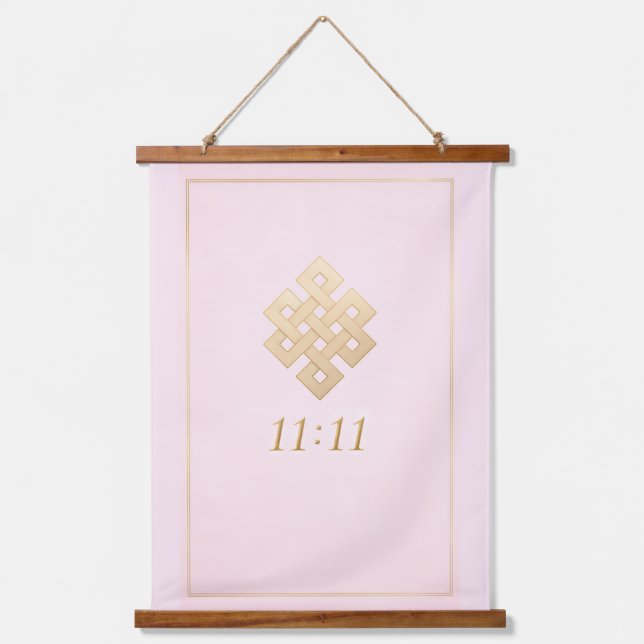 Pink & Gold Eternal Knot Hanging Tapestry (Front)