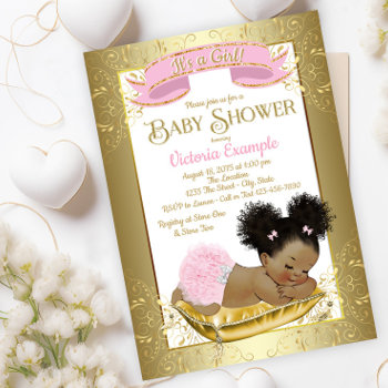 Pink Gold Ethnic Girl Baby Shower Invitations by The_Baby_Boutique at Zazzle
