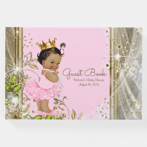 Pink Gold Ethnic Princess Baby Shower Guest Book