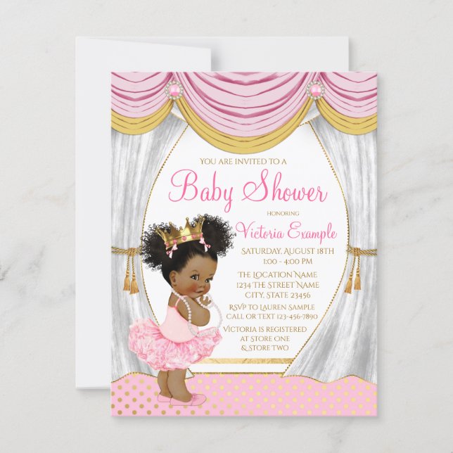 Pink Gold Ethnic Princess Baby Shower Invitation (Front)