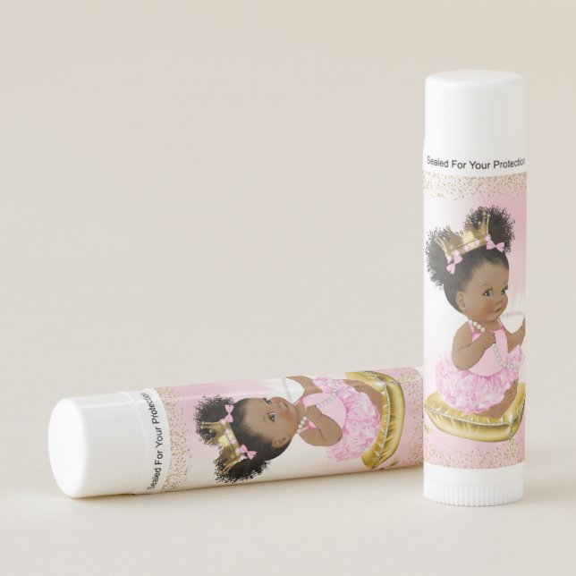 Pink Gold Ethnic Princess Baby Shower Lip Balm (Front)