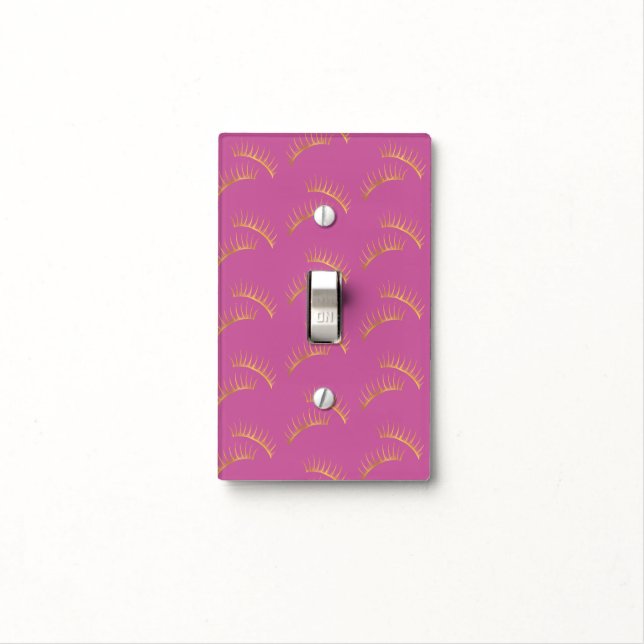 Pink Gold Eyelashes Light Switch Cover (In Situ)