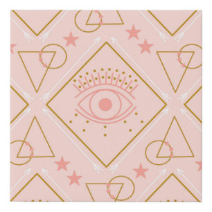 Pink Gold Eyes: Geometric Seamless Design Faux Canvas Print