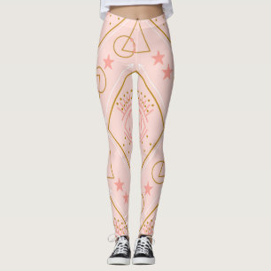Pink Gold Eyes: Geometric Seamless Design Leggings