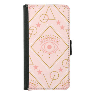 Pink Gold Eyes: Geometric Seamless Design Samsung Galaxy S5 Wallet Case