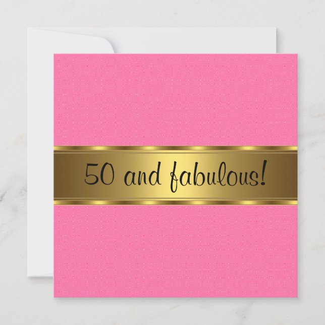 Pink Gold Fabulous 50th Birthday Party Invitation (Front)