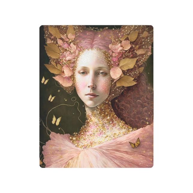 Pink Gold Fairy Fae Woman Fantasy Art (Front)