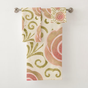 Pink & Gold Fairy Tale Storybook Princess Roses Bath Towel Set