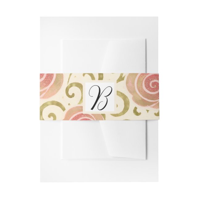 Pink & Gold Fairy Tale Storybook Princess Roses Invitation Belly Band (Front Example)