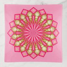 Pink Gold Fantasy Mandala on Pink Background