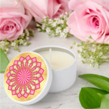 Pink Gold Fantasy Mandala on Soft Gold Background