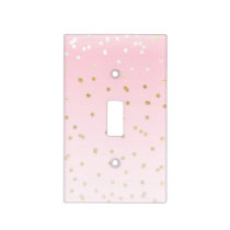 Pink & Gold Faux Foil Shine Golden Confetti Dots Light Switch Cover