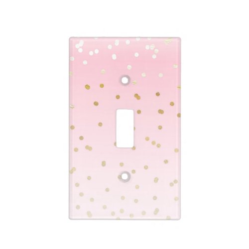 Pink  Gold Faux Foil Shine Golden Confetti Dots Light Switch Cover