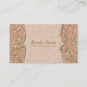 Pink & Gold Faux Glitter Glamour Chic Elegant Business Card