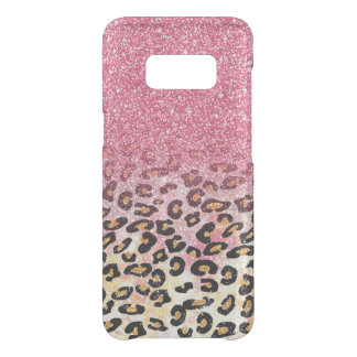 Pink gold faux glitter leopard animal print uncommon samsung galaxy s8 case