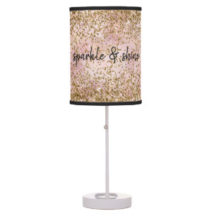 Pink Gold Faux Glitter Table Lamp