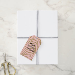 Pink Gold Faux Glitter Zebra Print Gift Tags