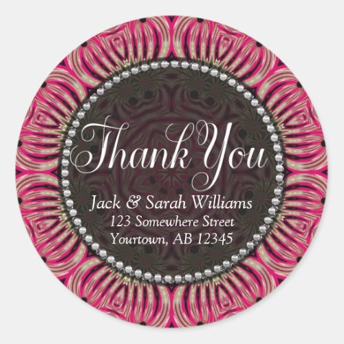 Pink Gold Favor Tag Thank You Sticker