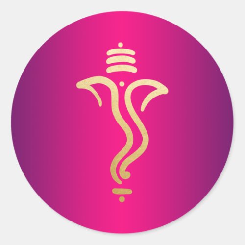 Pink Gold Festive Ganesh Indian God Classic Round Sticker