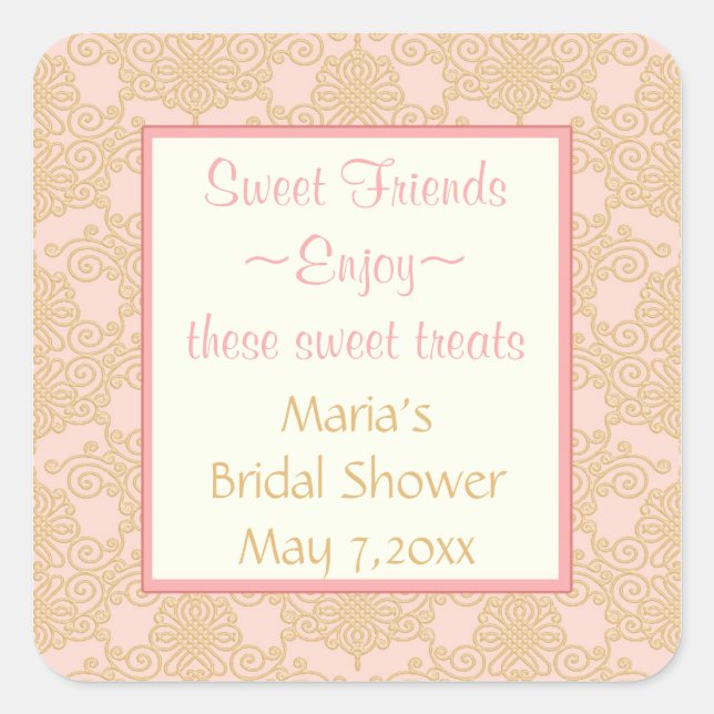 Pink Gold filigree  Candy Buffet Stickers (Front)