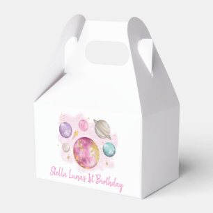 Pink Gold First Trip Around the Sun Girls Birthday Favor Boxes