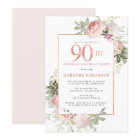Pink Gold Floral 90th Birthday Party