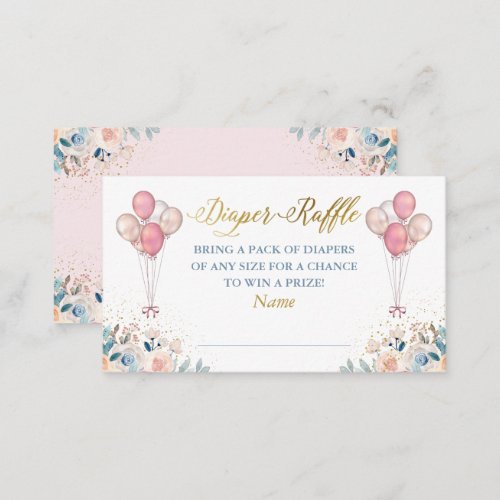 Pink Gold Floral Baby Shower Diaper Raffle Tickets Enclosure Card