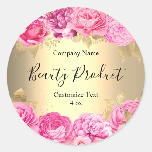 Pink Gold Floral Beauty Spa Cosmetic Product Label