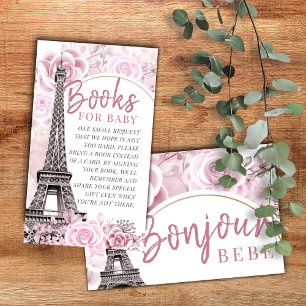 Pink Gold Floral Bonjour Bebe Books for Baby Enclosure Card