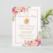 Pink Gold Floral Bridal Shower Tea Party Invite PS (Standing Front)