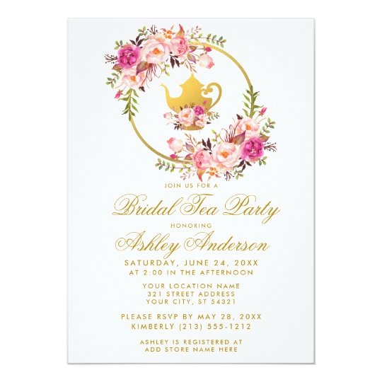 Download Pink Gold Floral Bridal Shower Tea Party Invite WG ...