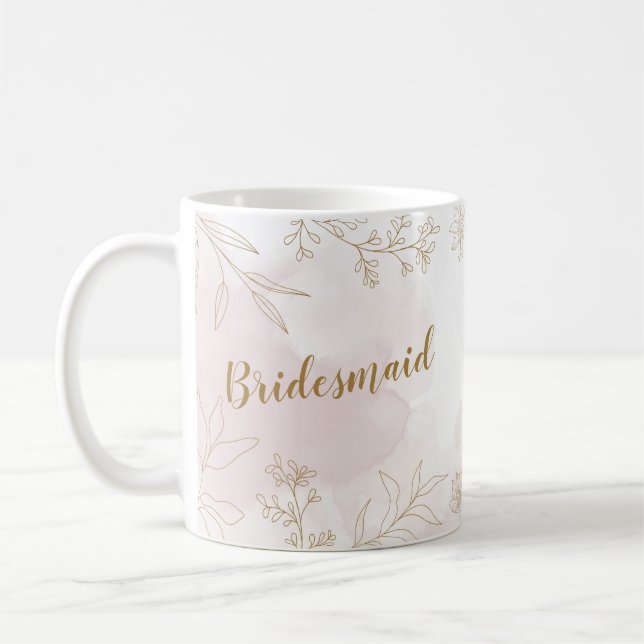 Pink & Gold Floral Bridesmaid Mug (Left)