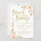 Pink Gold Floral Brunch Bridal Shower Invitation (Front)