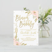 Pink Gold Floral Brunch Bridal Shower Invitation (Standing Front)