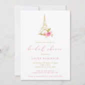 Pink & Gold Floral Eiffel Tower Bridal Shower Invitation (Front)