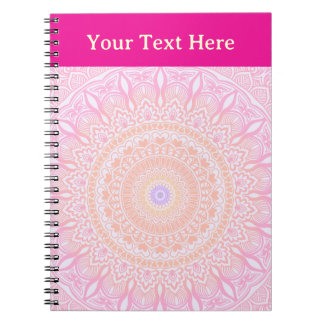 Pink Gold Floral Mandala Personalized Notebook