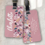 Pink Gold Floral Pattern Monogram  Luggage Tag<br><div class="desc">A beautiful floral design with gold accents</div>