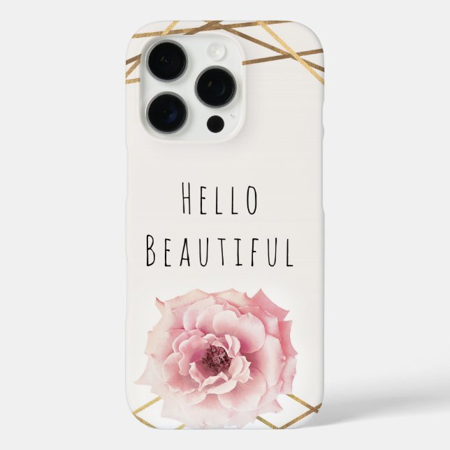 Pink & Gold Floral Peony Flower Glam Custom Case-Mate iPhone Case (Back)