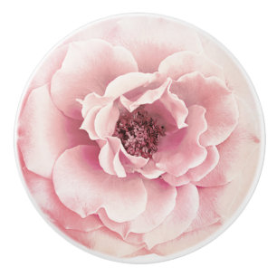 Pink & Gold Floral Peony Flower Glam Custom Floral Ceramic Knob