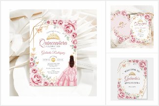 Pink Gold Floral Quinceanera