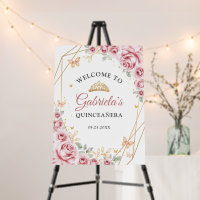 Pink Gold Floral Quinceanera Welcome