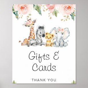 Pink Gold Floral Safari Baby Shower Sign