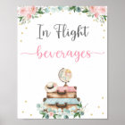 Pink Gold Floral Travel Bridal Shower Drinks Sign