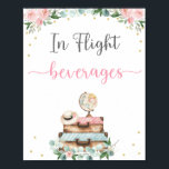Pink Gold Floral Travel Bridal Shower Drinks Sign<br><div class="desc">This adorable bridal shower sign features suitcases and a globe with pink watercolor florals and faux gold foil confetti.</div>