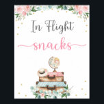 Pink Gold Floral Travel Bridal Shower Snack Sign<br><div class="desc">This adorable bridal shower sign features suitcases and a globe with pink watercolor florals and faux gold foil confetti.</div>